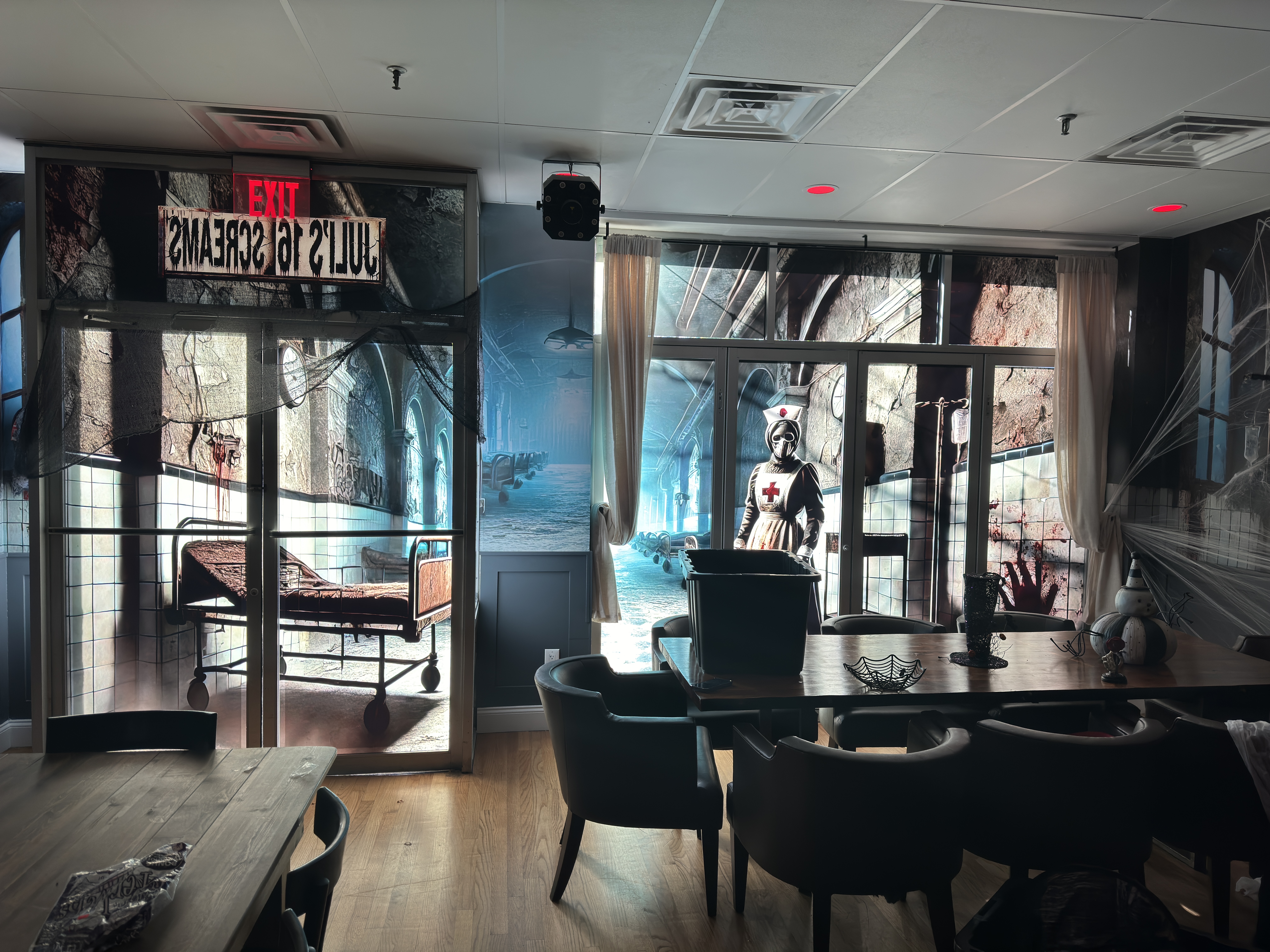 Halloween birthday party transportation of a private event space vinyl graphics